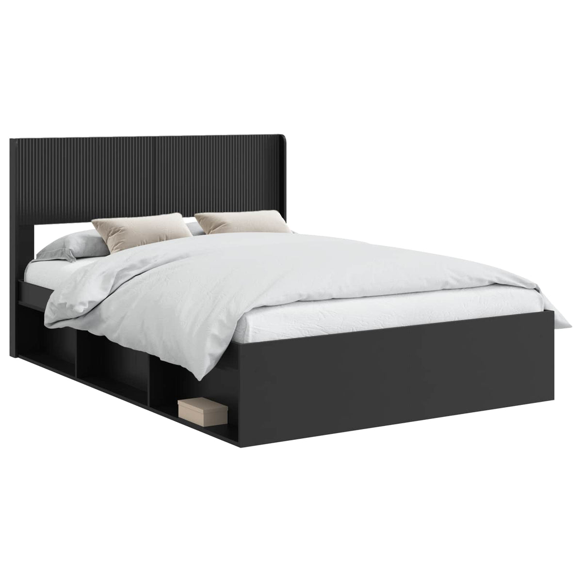 Bed Frame with Storage and Headboard 120 x 200 cm Length 200 cm Width 120 cm Black