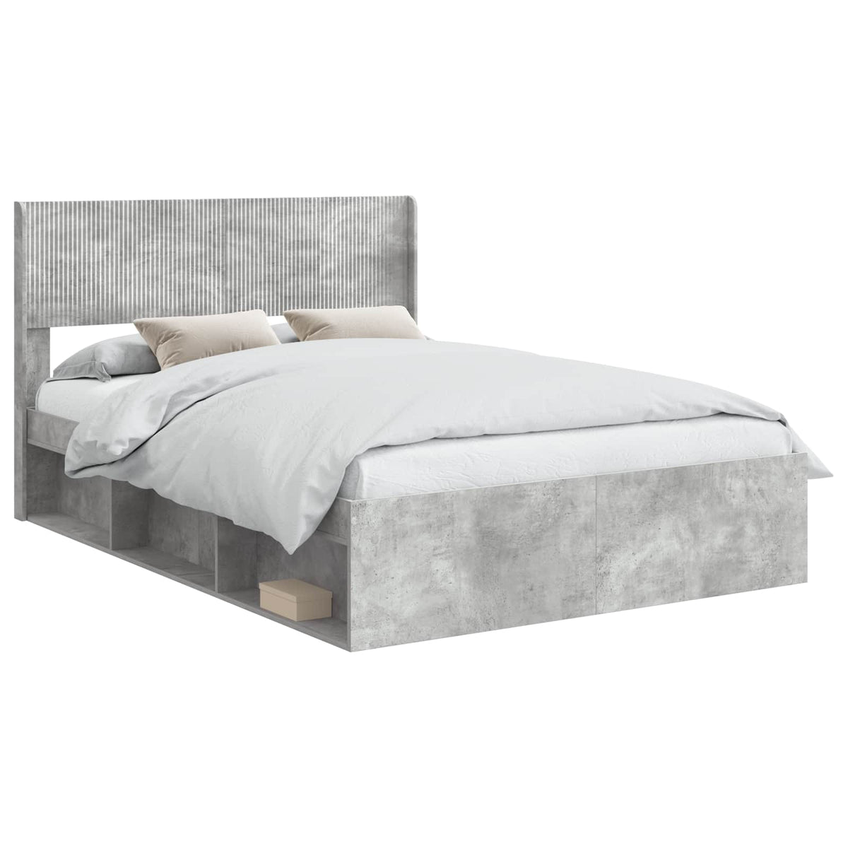 Bed Frame with Storage and Headboard 120 x 200 cm Length 200 cm Width 120 cm Concrete grey