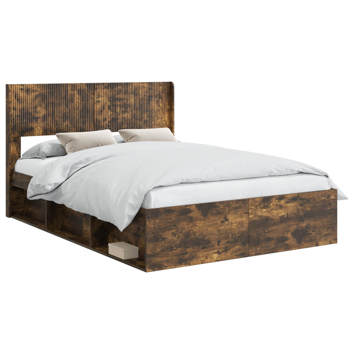 vidaXL Bed Frame with Storage and Headboard Smoked Oak 120 x 190 cm 2