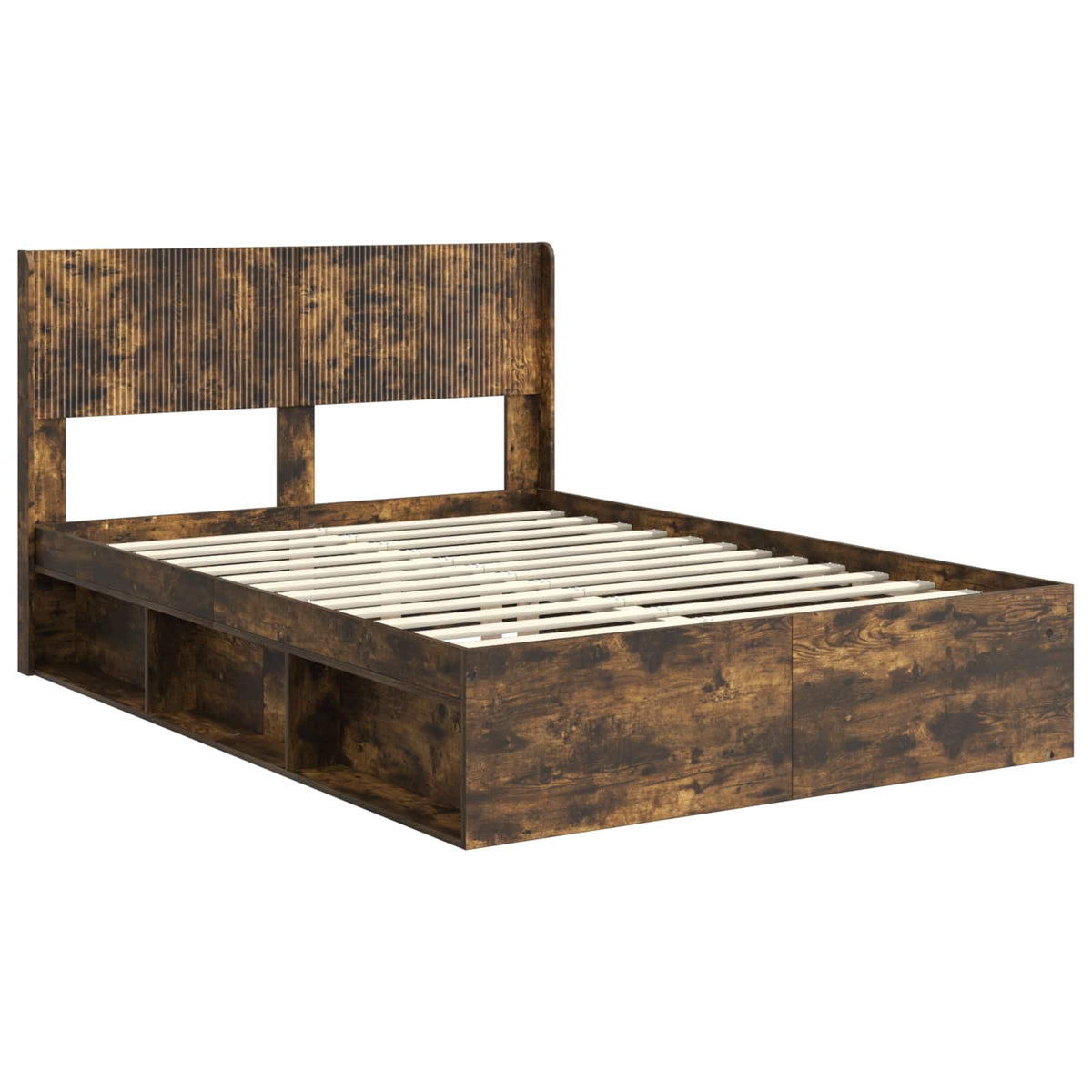 vidaXL Bed Frame with Storage and Headboard Smoked Oak 120 x 190 cm 4