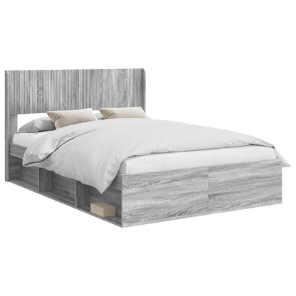 vidaXL Bed Frame with Storage and Headboard Grey Sonoma 120 x 190 cm 2