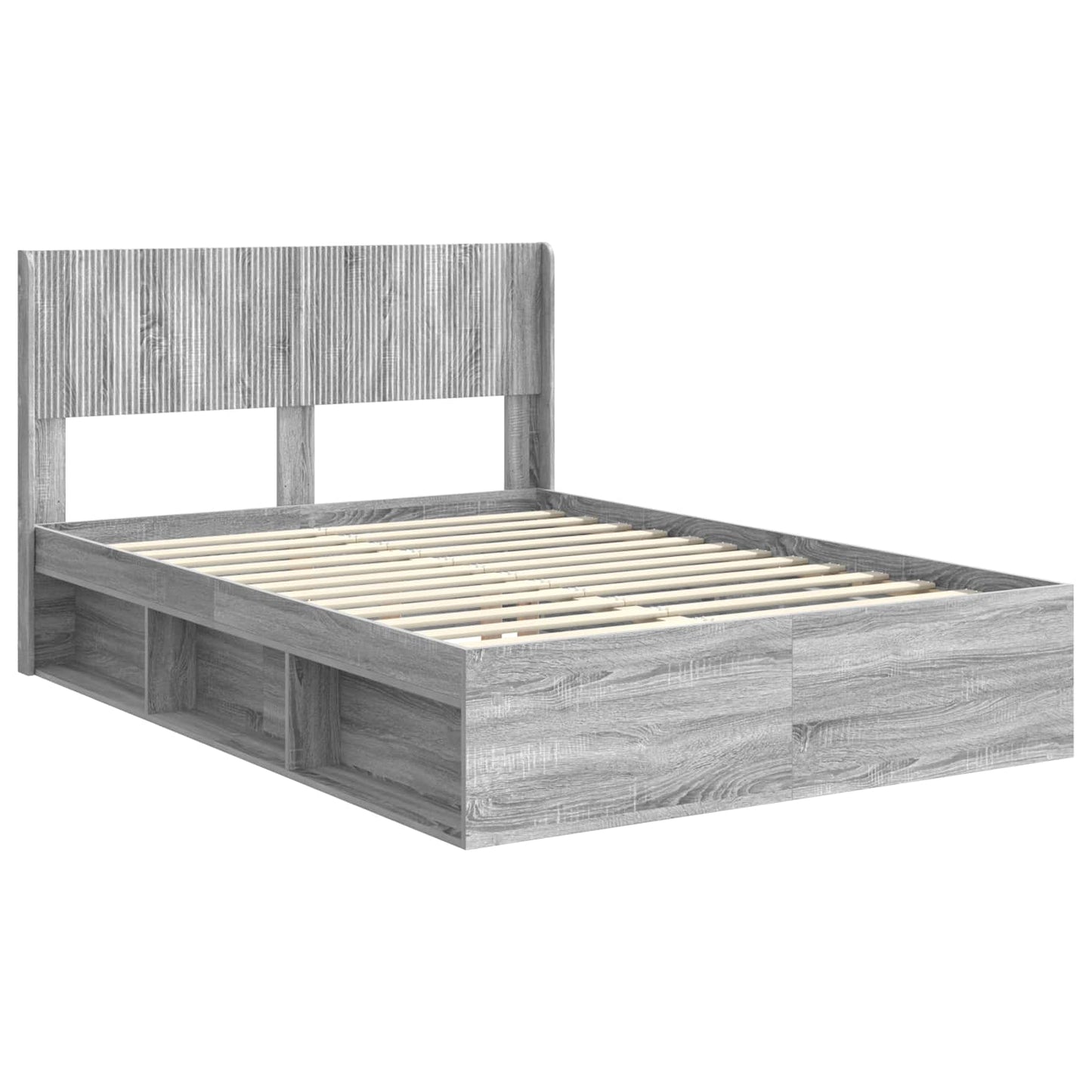 vidaXL Bed Frame with Storage and Headboard Grey Sonoma 120 x 190 cm 4