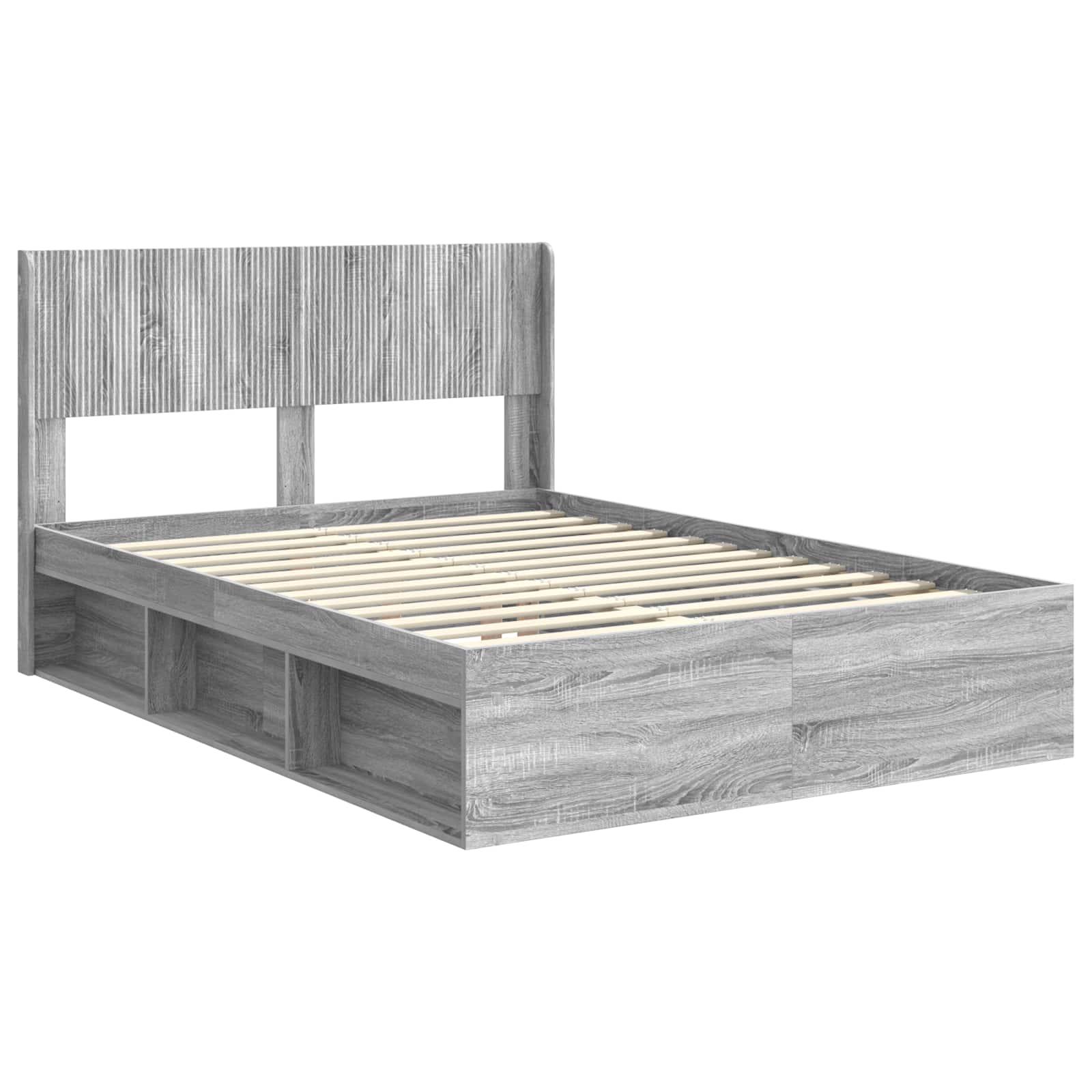 vidaXL Bed Frame with Storage and Headboard Grey Sonoma 120 x 190 cm 4