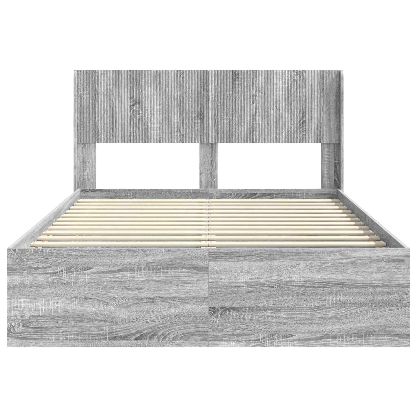 vidaXL Bed Frame with Storage and Headboard Grey Sonoma 120 x 190 cm 5