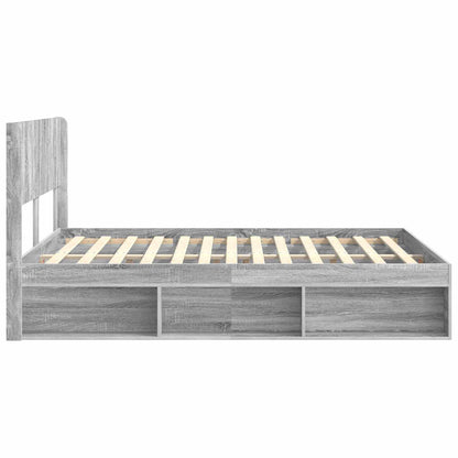 vidaXL Bed Frame with Storage and Headboard Grey Sonoma 120 x 190 cm 6
