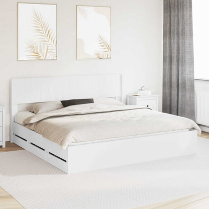 vidaXL Bed Frame with Storage and Headboard White 200 x 200 cm 1