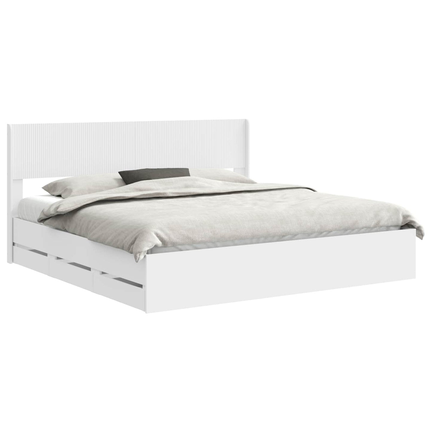 vidaXL Bed Frame with Storage and Headboard White 200 x 200 cm 2