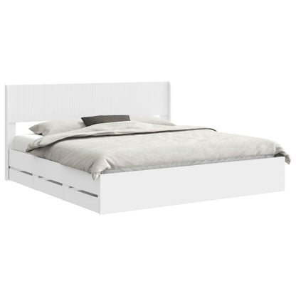 vidaXL Bed Frame with Storage and Headboard White 200 x 200 cm 2