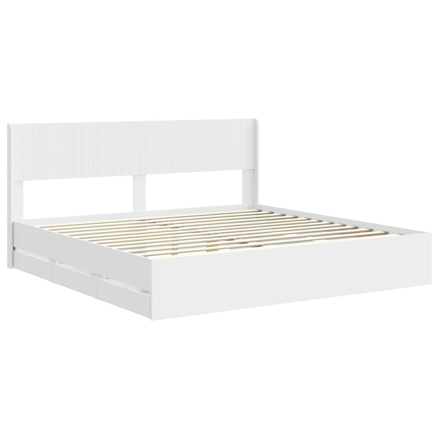 vidaXL Bed Frame with Storage and Headboard White 200 x 200 cm 4