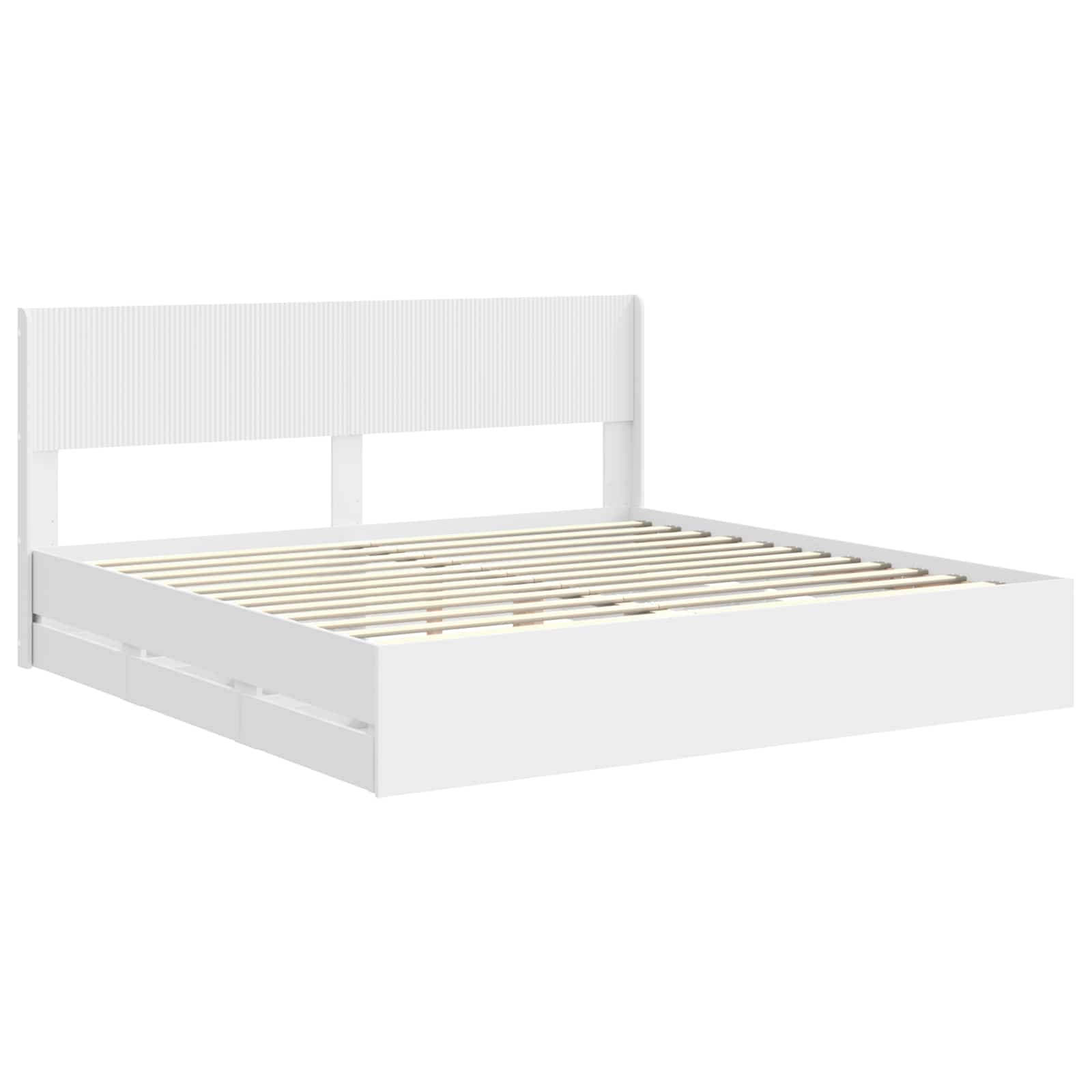 vidaXL Bed Frame with Storage and Headboard White 200 x 200 cm 4