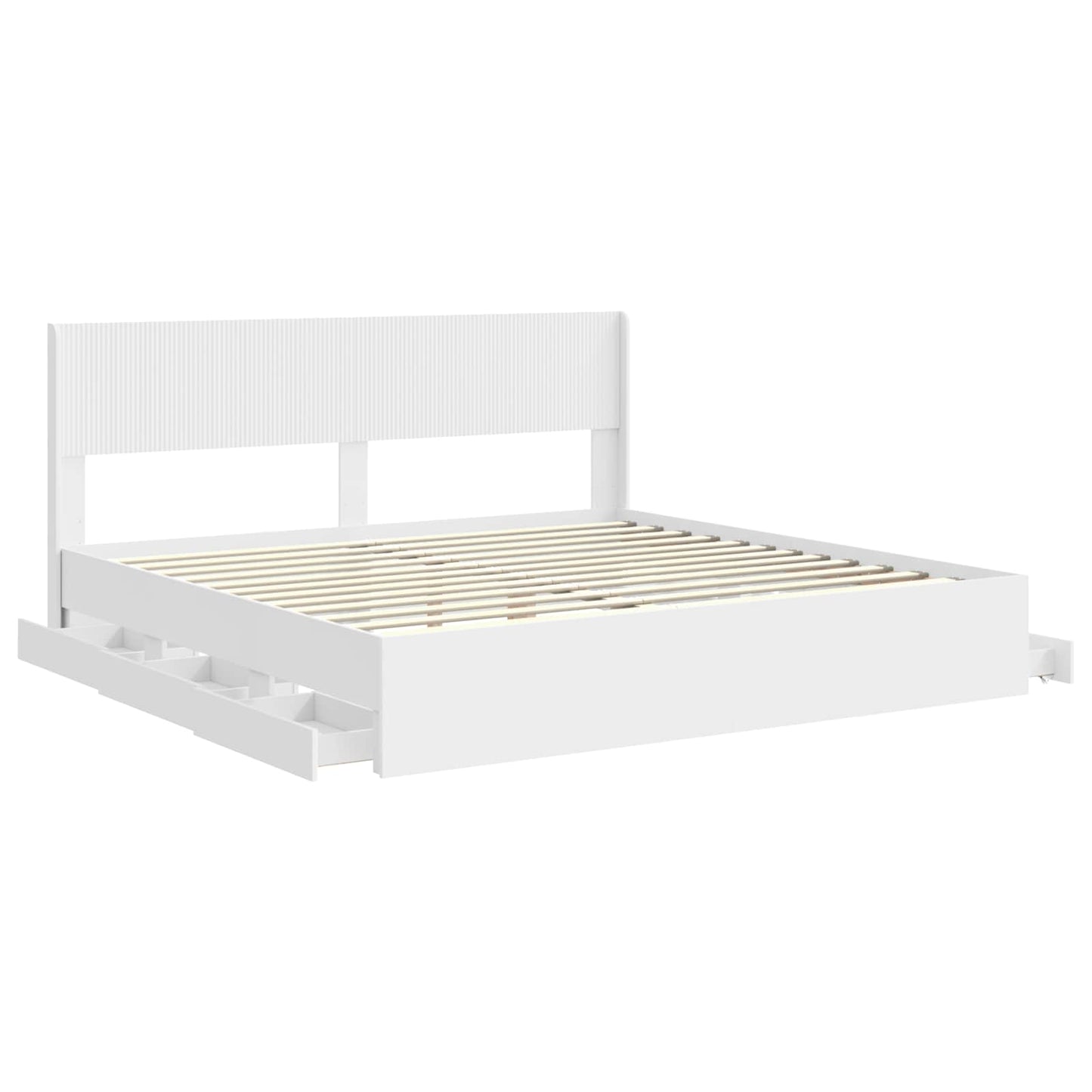 vidaXL Bed Frame with Storage and Headboard White 200 x 200 cm 5