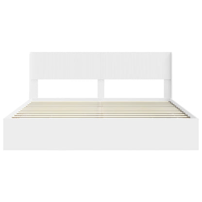 vidaXL Bed Frame with Storage and Headboard White 200 x 200 cm 6