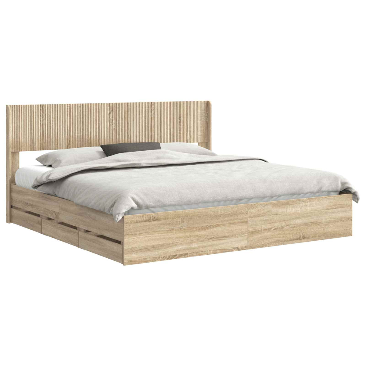 vidaXL Bed Frame with Storage and Headboard Sonoma Oak 200 x 200 cm 2
