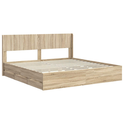 vidaXL Bed Frame with Storage and Headboard Sonoma Oak 200 x 200 cm 4