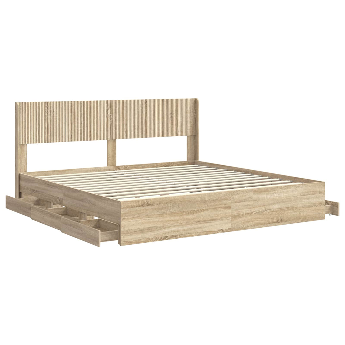 vidaXL Bed Frame with Storage and Headboard Sonoma Oak 200 x 200 cm 5