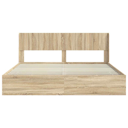 vidaXL Bed Frame with Storage and Headboard Sonoma Oak 200 x 200 cm 6