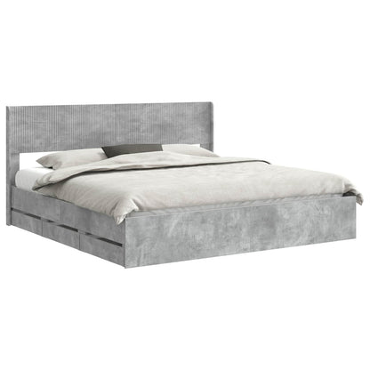 vidaXL Bed Frame with Storage and Headboard Concrete Grey 200 x 200 cm 2