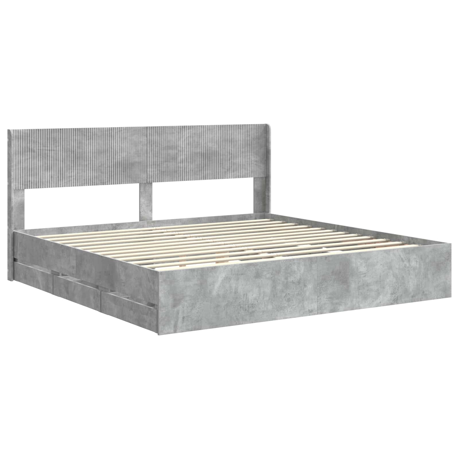vidaXL Bed Frame with Storage and Headboard Concrete Grey 200 x 200 cm 4