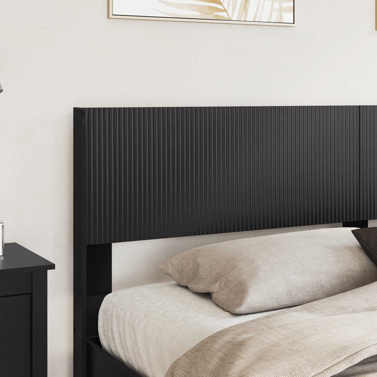 vidaXL Bed Frame with Storage and Headboard Black 180 x 200 cm 3