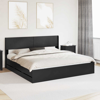 vidaXL Bed Frame with Storage and Headboard Black 180 x 200 cm 1