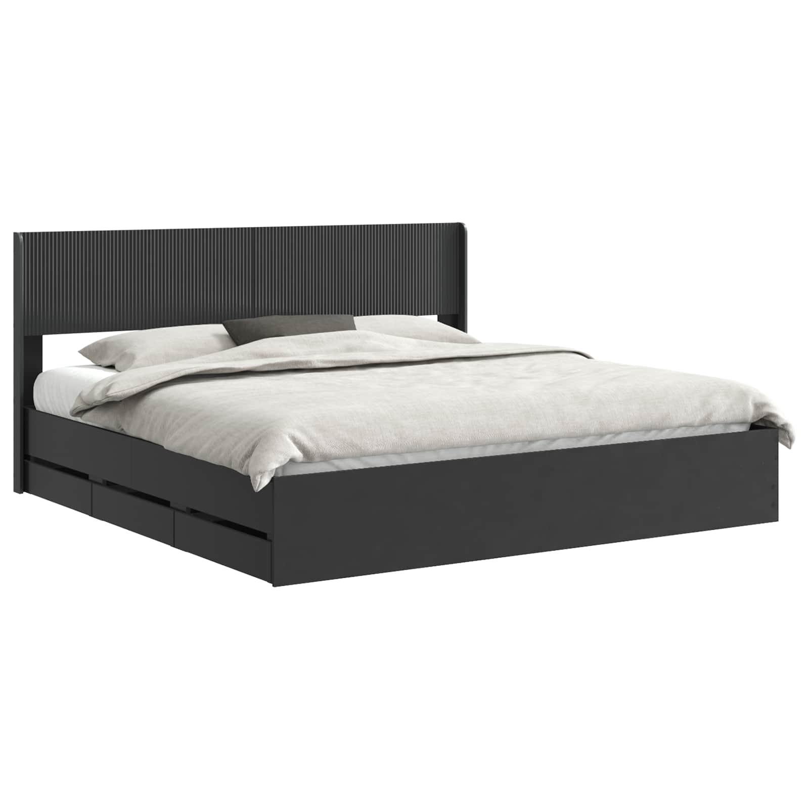 vidaXL Bed Frame with Storage and Headboard Black 180 x 200 cm 2