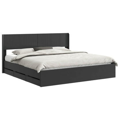 vidaXL Bed Frame with Storage and Headboard Black 180 x 200 cm 2