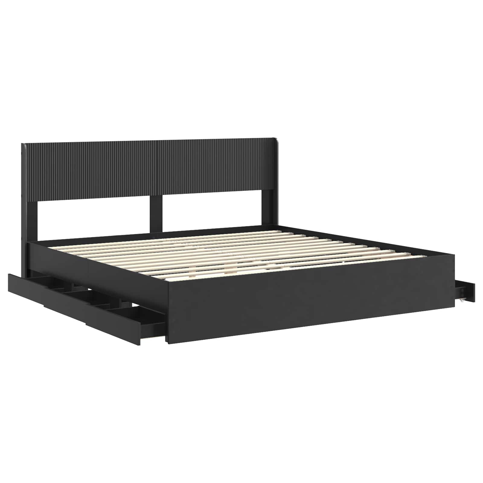 vidaXL Bed Frame with Storage and Headboard Black 180 x 200 cm 5