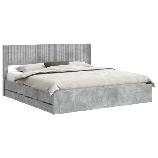 vidaXL Bed Frame with Storage and Headboard Concrete Grey 180 x 200 cm 2