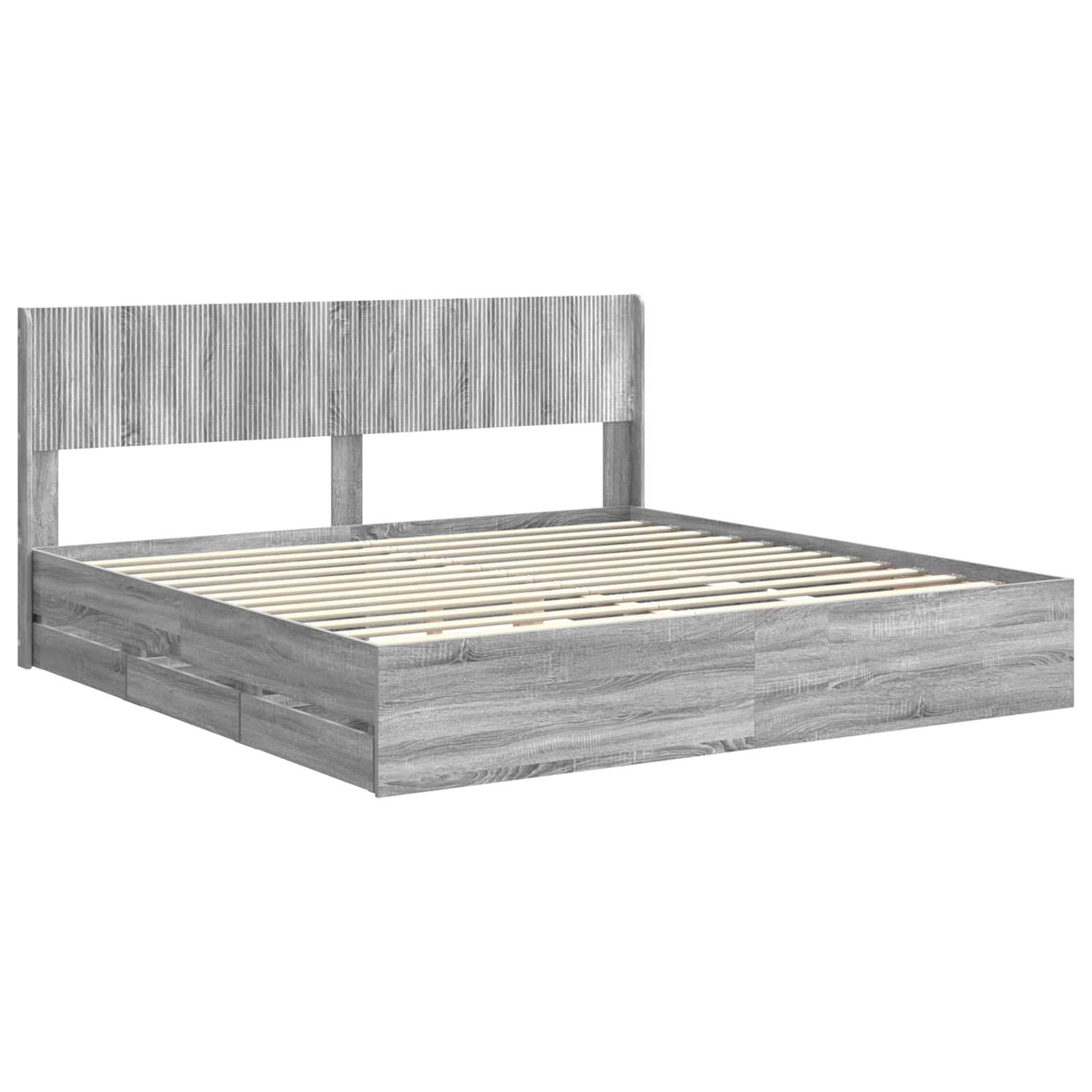 vidaXL Bed Frame with Storage and Headboard Grey Sonoma 180 x 200 cm 4