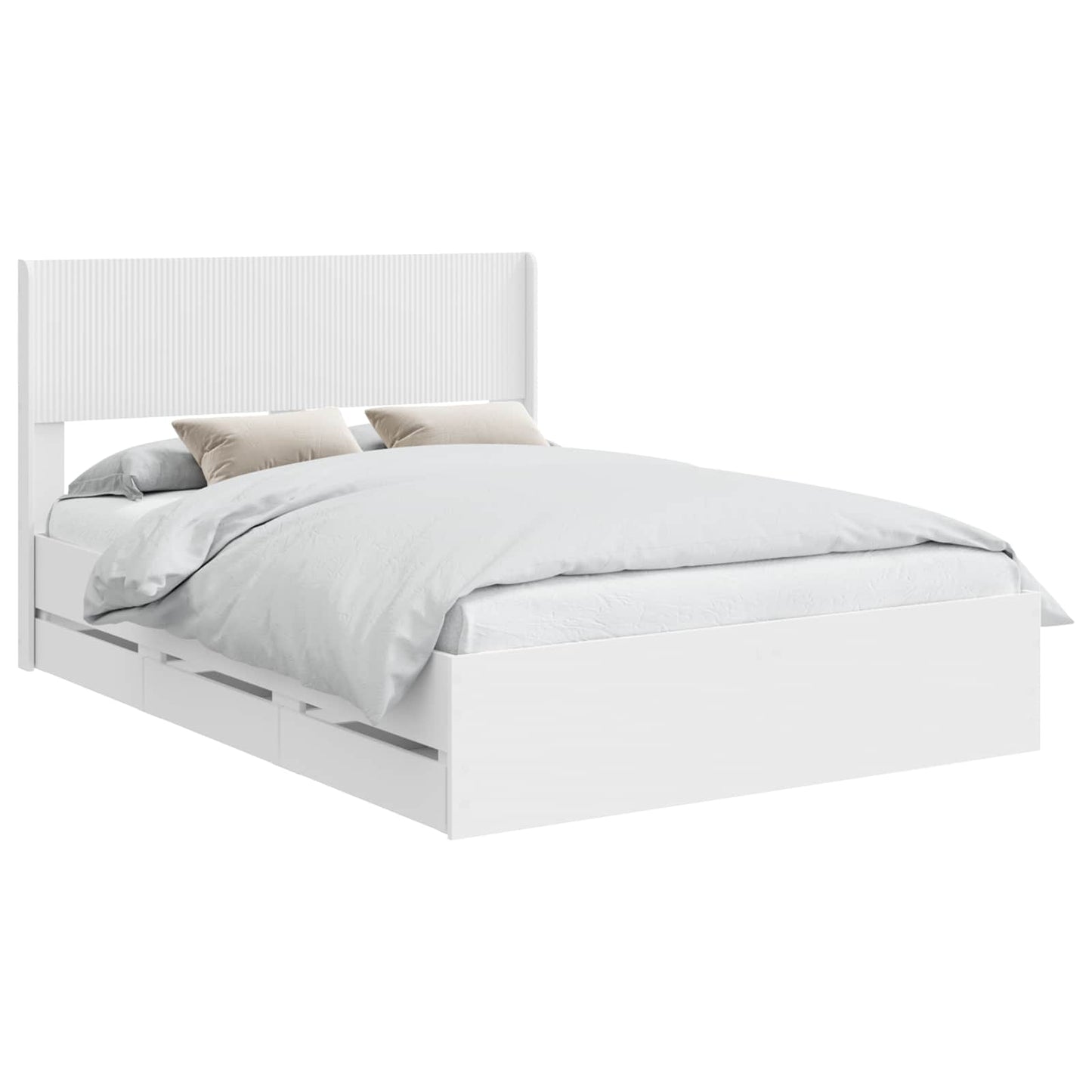 vidaXL Bed Frame with Storage and Headboard White 160 x 200 cm 2