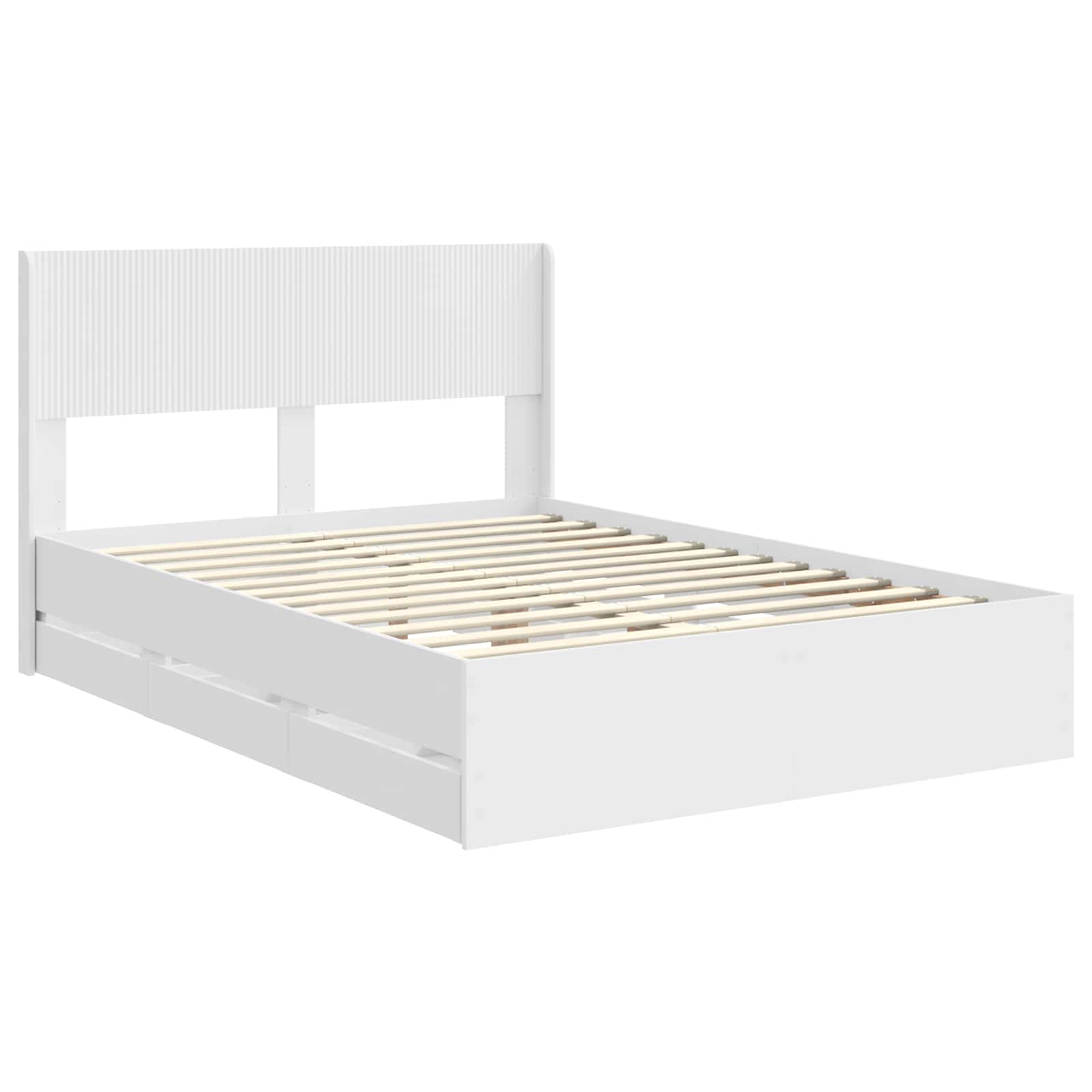 vidaXL Bed Frame with Storage and Headboard White 160 x 200 cm 4