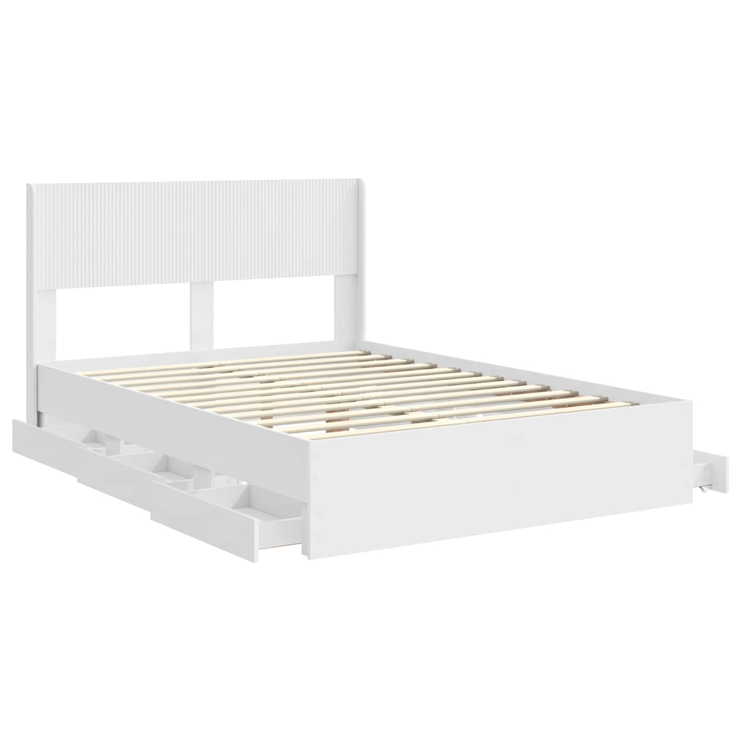 vidaXL Bed Frame with Storage and Headboard White 160 x 200 cm 5