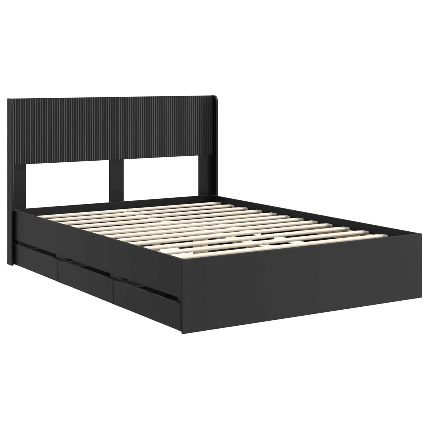 vidaXL Bed Frame with Storage and Headboard Black 160 x 200 cm 4