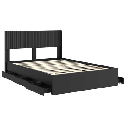 vidaXL Bed Frame with Storage and Headboard Black 160 x 200 cm 5