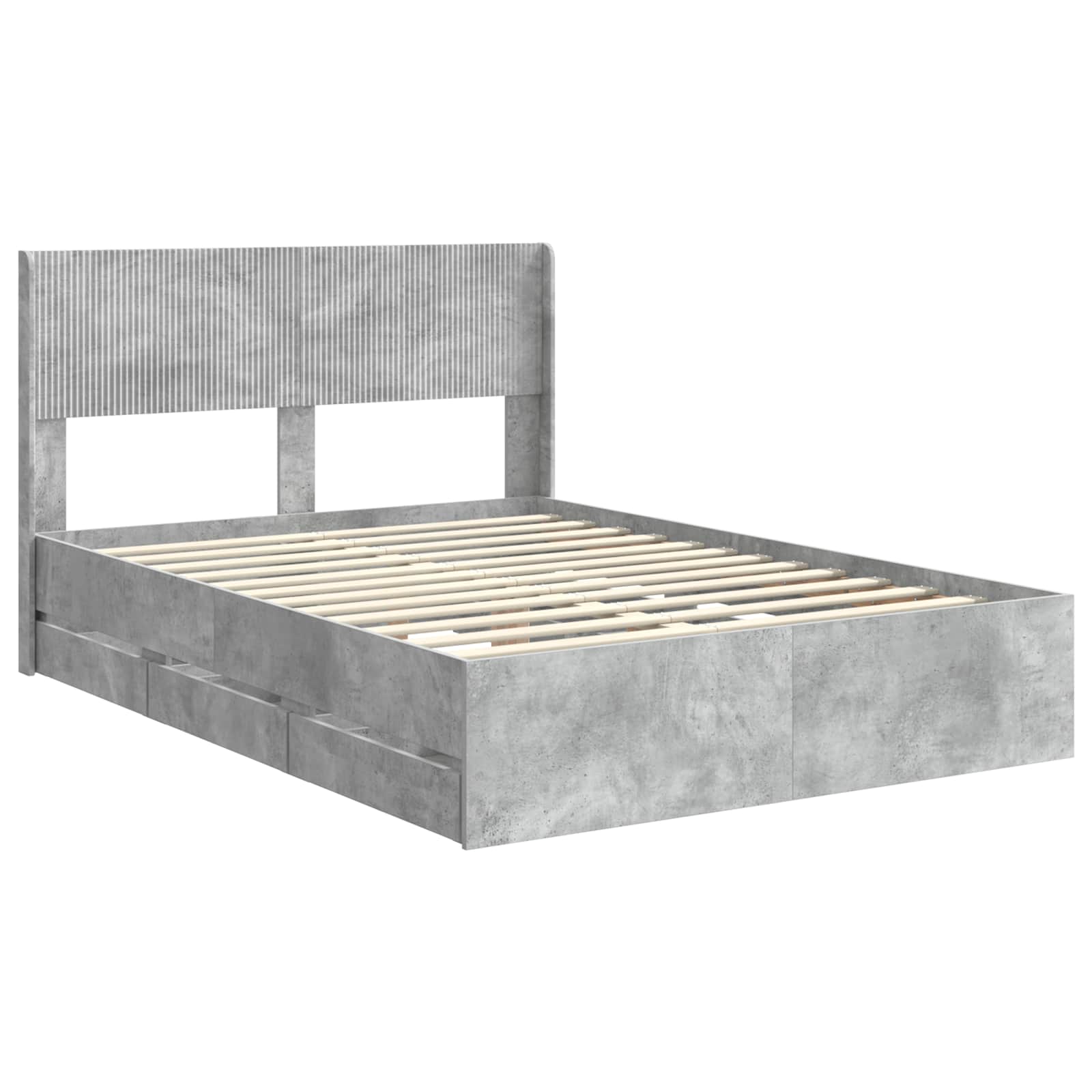 vidaXL Bed Frame with Storage and Headboard Concrete Grey 140 x 200 cm 4