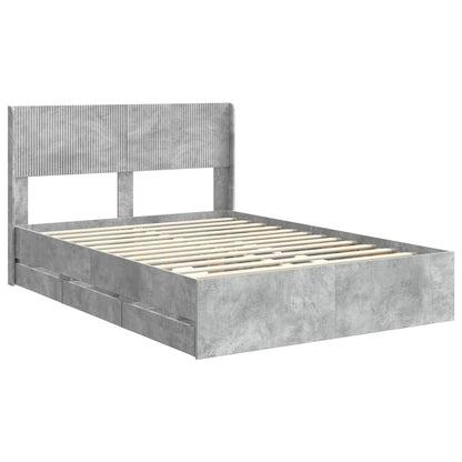 vidaXL Bed Frame with Storage and Headboard Concrete Grey 140 x 200 cm 4