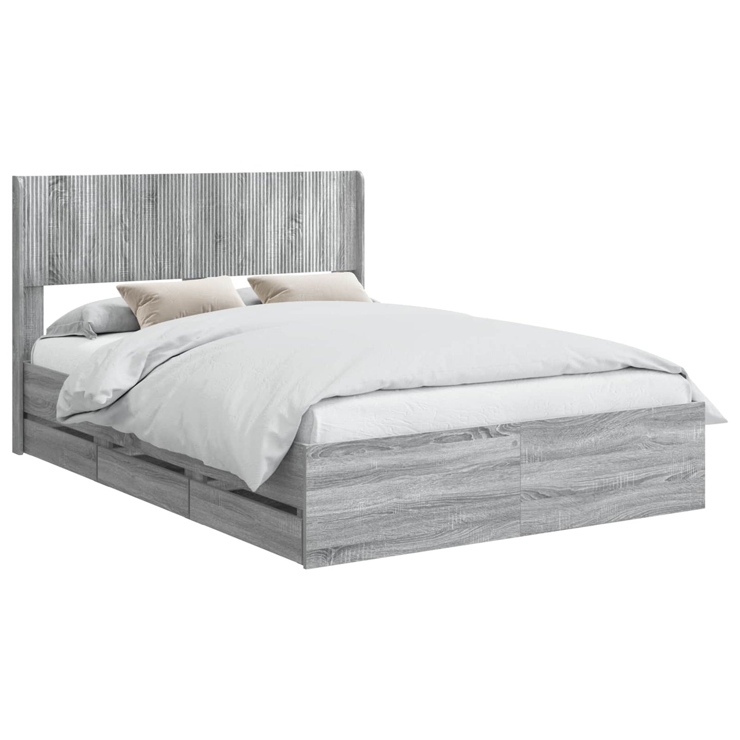 vidaXL Bed Frame with Storage and Headboard Grey Sonoma 140 x 200 cm 2