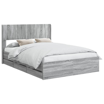 vidaXL Bed Frame with Storage and Headboard Grey Sonoma 140 x 200 cm 2