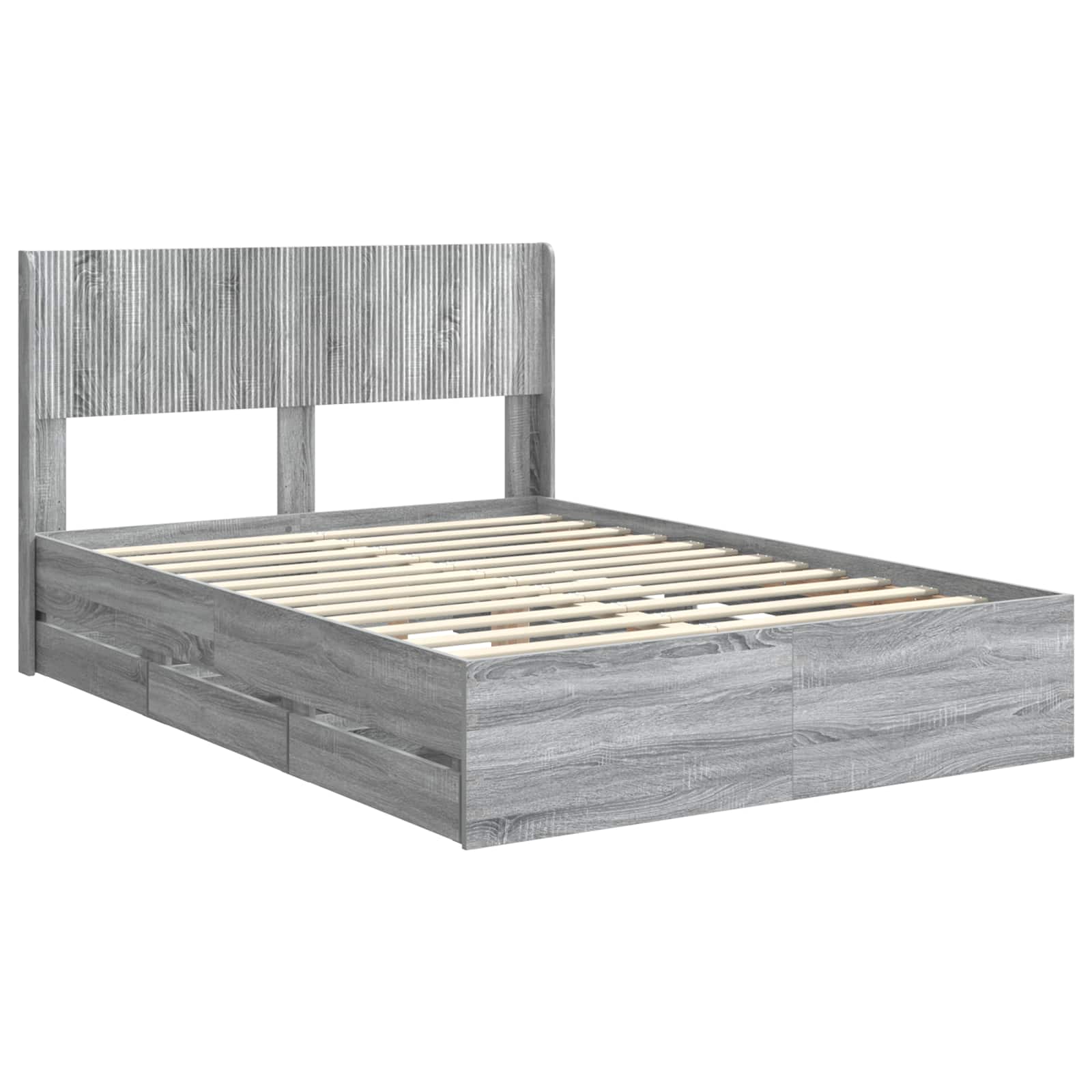 vidaXL Bed Frame with Storage and Headboard Grey Sonoma 140 x 200 cm 4