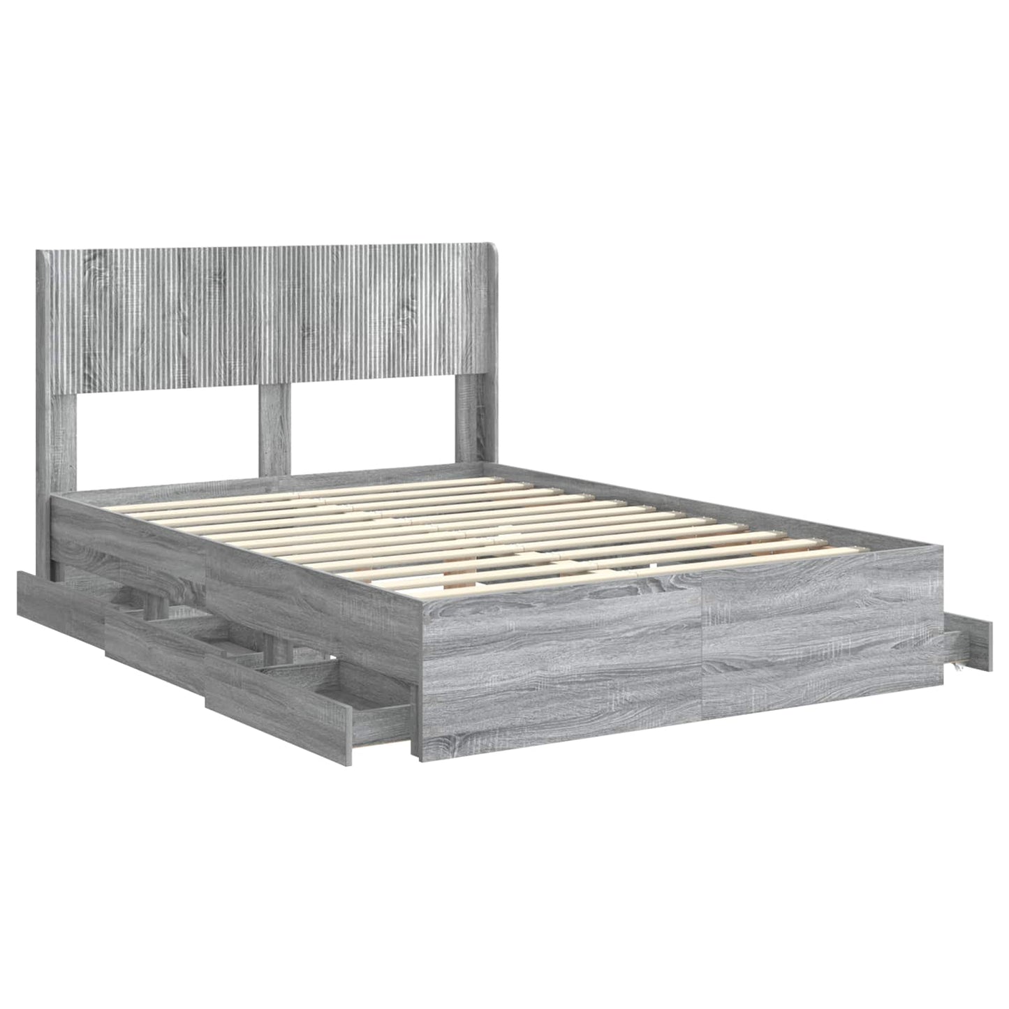 vidaXL Bed Frame with Storage and Headboard Grey Sonoma 140 x 200 cm 5