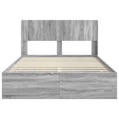 vidaXL Bed Frame with Storage and Headboard Grey Sonoma 140 x 200 cm 6