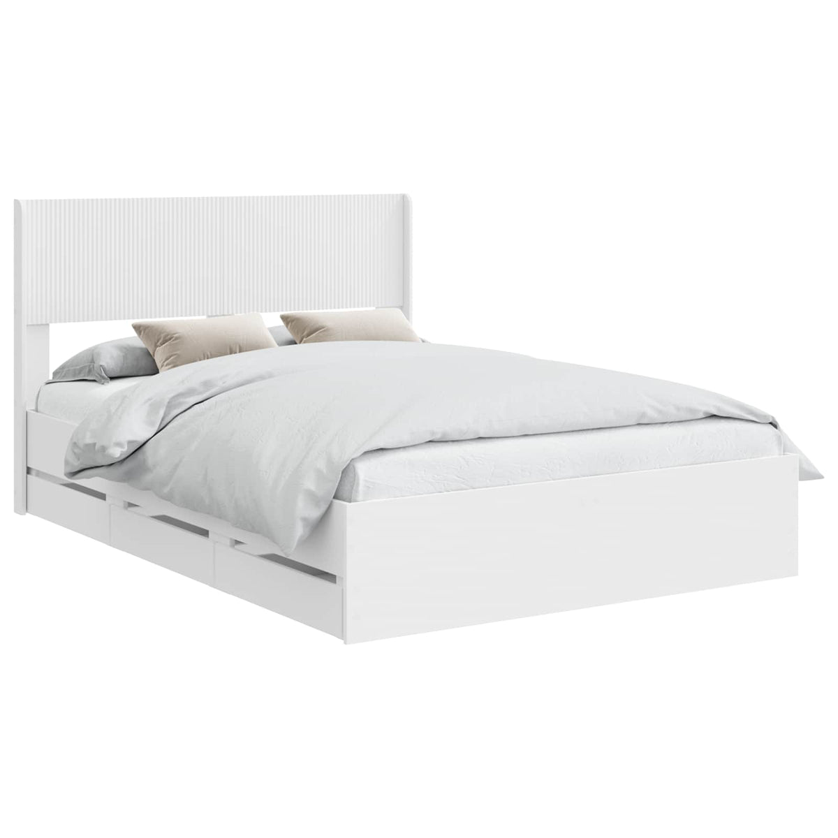 Bed Frame with Storage and Headboard Length 190 cm White 140 cm