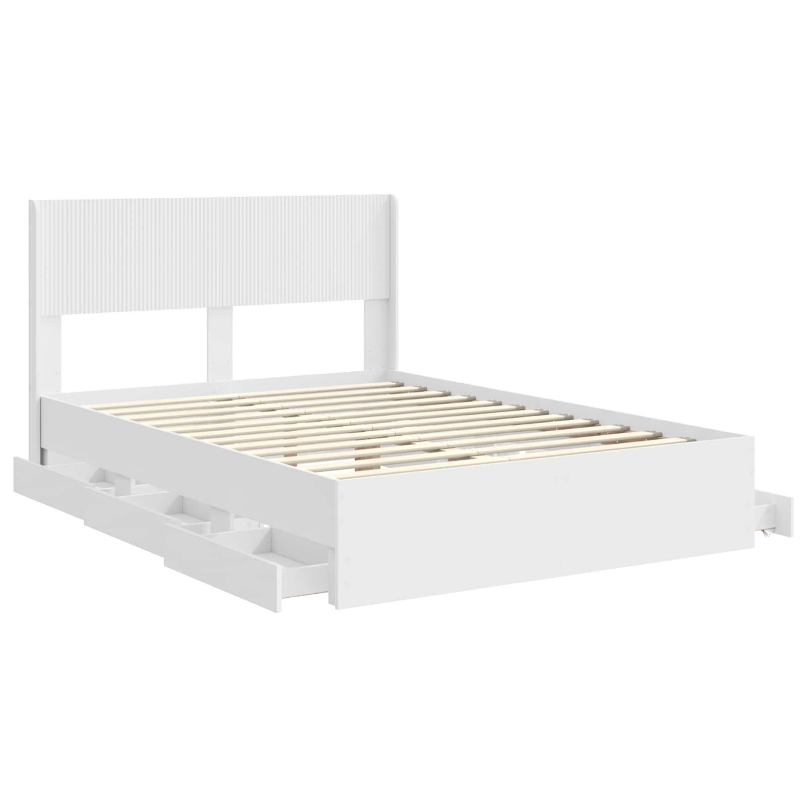 vidaXL Bed Frame with Storage and Headboard White 140 x 190 cm 5