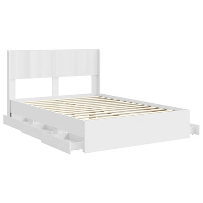 vidaXL Bed Frame with Storage and Headboard White 140 x 190 cm 5
