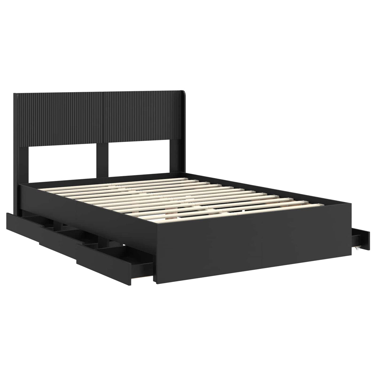 vidaXL Bed Frame with Storage and Headboard Black 140 x 190 cm 5