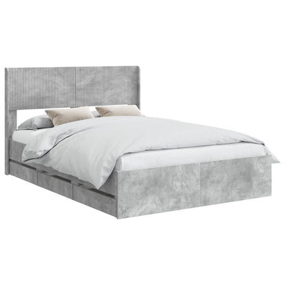 vidaXL Bed Frame with Storage and Headboard Concrete Grey 135 x 190 cm 2