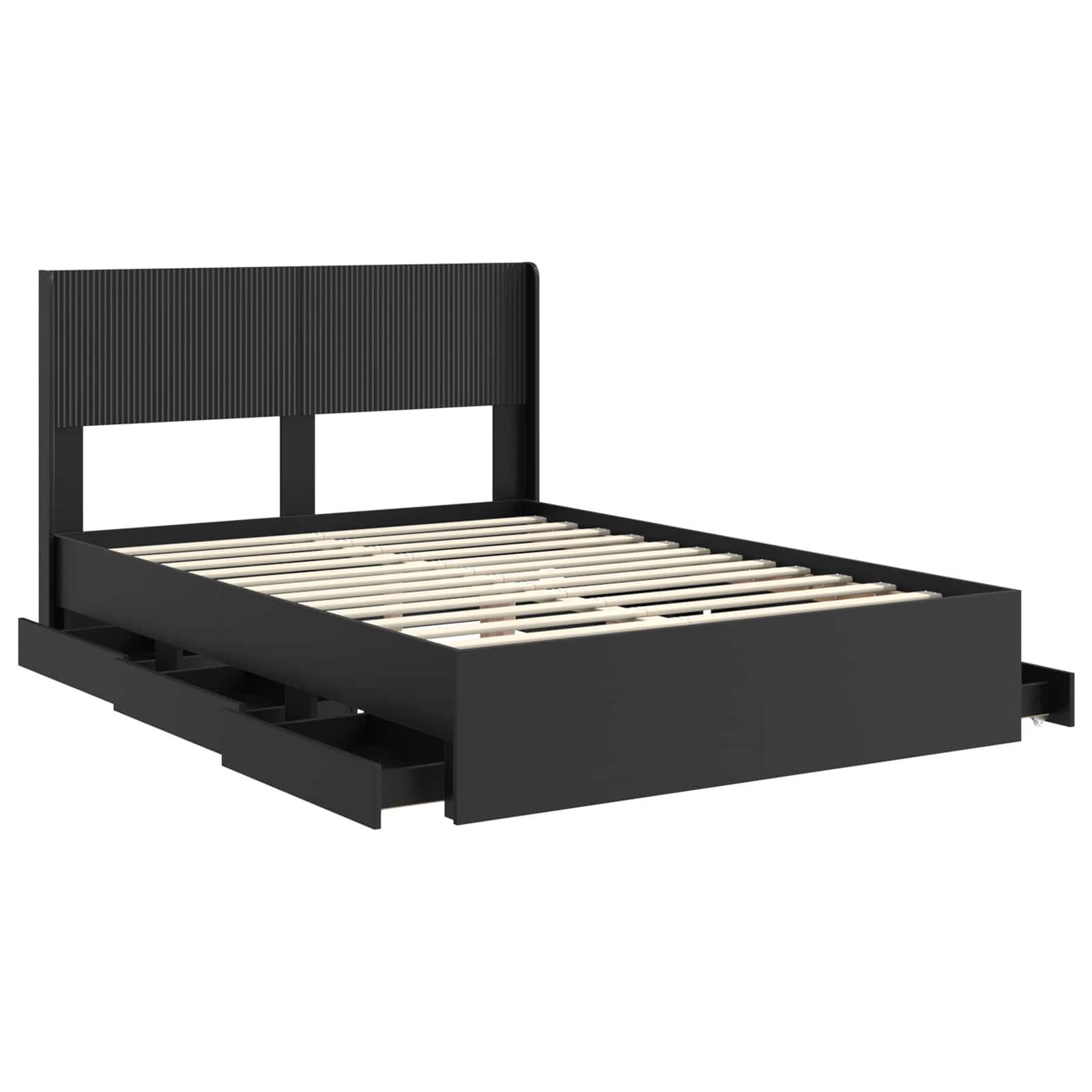 vidaXL Bed Frame with Storage and Headboard Black 120 x 190 cm 5