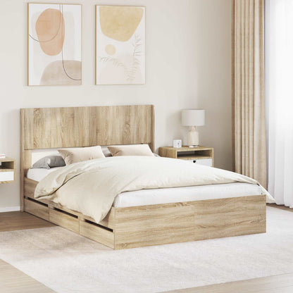 vidaXL Bed Frame with Storage and Headboard Sonoma Oak 120 x 190 cm 1