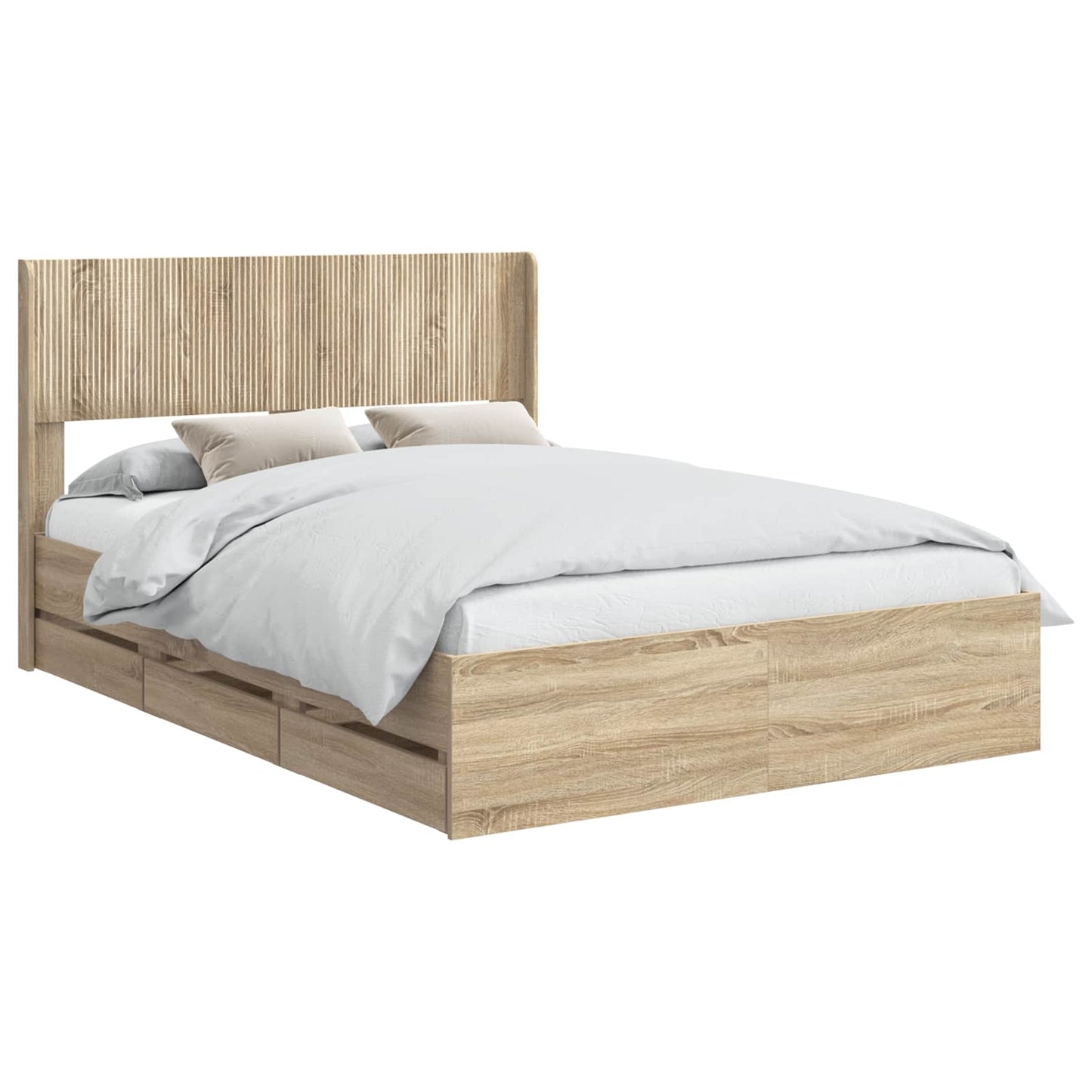 vidaXL Bed Frame with Storage and Headboard Sonoma Oak 120 x 190 cm 2