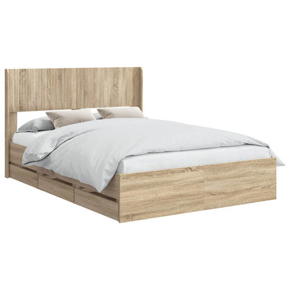 vidaXL Bed Frame with Storage and Headboard Sonoma Oak 120 x 190 cm 2